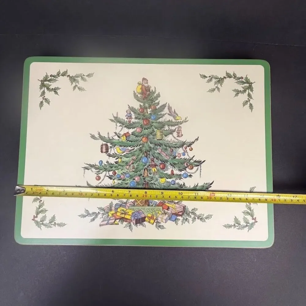 Set of 4 Spode Christmas Tree Cork & Acrylic Finish 16x12 Placemats Made England